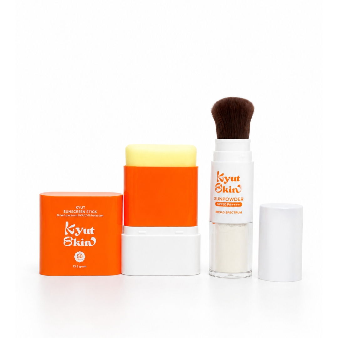 [On The Go SPF Combo] Kyut Skin Powder Sunscreen + Sunscreen Stick SPF 50PA++++